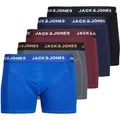 Produktbild: Herren Boxershorts 5er-Pack Jacblack der Marke Jack & Jones.  Marke: Jack & JonesModellname: 5-Pack JacblackKategorie: Herren BoxershortsMaterialien: Baumwolle, ElasthanFarbe: blau, grau, schwarz, bordeaux