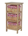 Produktbild: Standregal mit 3 Weidenkörben Regal Kommode Aufbewahrungsregal Natur/Weiß/Rot
