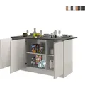 Produktbild: Kücheninsel 3 Türen Für Moderne Küche 155x90x90cm Mit Tisch Deaton - Weiß - Grau
