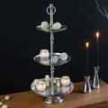 Produktbild: Elegante Etagere ORIENT 65cm silber im Wild Hammerschlag Design mit drei Etagen - Silber