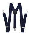 Produktbild: axy Kinder/Jungen Hosenträger-Y Form breit 2,5 cm mit 3 Starken Clips - Uni Farben HTK25-1 (für Jungen (7-12 Jahre alt), Schwarzblau)