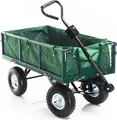 Produktbild: Wiltec Transportwagen bis 300 kg mit Metallgittern, Gartenwagen mit abnehmbarer Plane, Bollerwagen mit Luftreifen, Handkarren für u. a. Rasen u.Kies