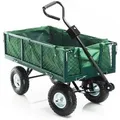 Produktbild: Wiltec - Transportwagen bis 300 kg mit Metallgittern, Gartenwagen mit abnehmbarer Plane, Bollerwagen mit Luftreifen, Handkarren für u. a. Rasen u.Kies