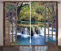 Produktbild: ABAKUHAUS Wasserfall Rustikaler Gardine, Tief im Wald, Schlafzimmer Kräuselband Vorhang mit Schlaufen und Haken, 280 x 175 cm, Mehrfarbig