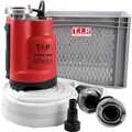 Produktbild: T.I.P. Anti Flut Kit (13.000 l/h Fördermenge, vertikaler Pumpenausgang, Schutz vor Überschwemmung mit Filterkorb und Feuerwehrschlauch inkl. C-Storz-Kupplung) Hochwasser-Set I-COMPAC 13000 S, 30702