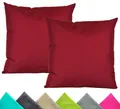 Produktbild: JACK 2er Set 40x40cm Outdoor Kissenhülle Kissenbezug Wasserfest Sitzkissen Lounge Kissen Garten Stuhl Lotus Effekt, Farbe:Burgund
