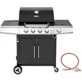 Produktbild: Royal Gourmet - Gasgrill 4+1 Brenner Grillwagen mit automatischer Zündung,integriertem Thermometer und Unterschrank Edelstahl Brenner mit 14,5 kW