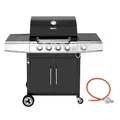 Produktbild: Royal Gourmet 4+1 Brenner Gasgrill Grillwagen mit automatischer Zündung,integriertem Thermometer und Unterschrank Edelstahl Brenner mit 14,5 kW Camping Gasgrill für Outdoor Barbecue Schwarz