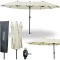Produktbild: deluxe4home® XXL Doppelsonnenschirm 4,5 x 2,6m Creme I Sonnenschirm Extra groß I Terrassenschirm mit Handkurbel I Ampelschirm mit Metallstange - Creme