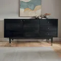 Produktbild: Sideboard FineBuy Anrichte 160 cm Massivholz Schwarz Kommode Türen Schubladen