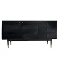 Produktbild: FineBuy Sideboard Akazie Massivholz 160 cm 2 Türen & 3 Schubladen - Massive Retro Kommode in Schwarz - Design Natur Anrichte - Handmade Industrial