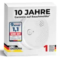 Produktbild: Rauchmelder mit 10 Jahre Garantie BSI Zertifiziert nach DIN EN14604 inkl. 9V Batterie Rauchwarnmelder Brandmelder Feuermelder