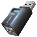 Produktbild: KiWiBiRD USB Doppelstecker Mini USB 3.0 Hub USB Splitter 1 zu 3 Verteiler Adapter zum Laden Strom Mehrfach Port (1x USB3.0, 2X USB2.0) Kompatibel mit Laptop MacBook PC Flash-Laufwerk Tastatur Maus