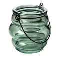Produktbild: Glaslaterne mit Henkel 8cm. Teelichthalter Windlicht Kerzenhalter Kerzenglas (Grün)