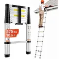 Produktbild: VEVOR Teleskopleiter, 320 cm Aluminium Ein-Knopf-Retraktionsklappleiter, 170,1 kg Tragfähigkeit mit rutschfesten Füßen, tragbare multifunktional...