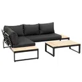 Produktbild: greemotion Lounge-Set Rio, Gartenmöbel-Set aus Aluminium & Akazienholz FSC 100%, Schwarz / Holzfarben / Grau, Mittel