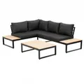 Produktbild: Lounge-Set Rio mit Teakholz-Teilen 3-teilig Tabletts Tischplatte Alu Gestell neu