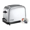 Produktbild: Russell Hobbs Toaster [für 2 Scheiben] Victory Edelstahl (extra breite Toastschlitze, 6 Bräunungsstufen + Auftau- & Aufwärmfunktion, Schnell-Toast-Technologie, 1670W) 23311-56