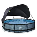 Produktbild: EXIT Toys Stone Pool mit Sonnensegel - ø360x76cm - Runder Rahmenpool mit Kartuschenfilterpumpe - Optimaler UV-Schutz - Leicht Zugänglich - Starker Rahmen - Einzigartiges Design - Grau