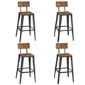 Produktbild: VASAGLE Barhocker, 4er Set, Barstühle, Küchenstühle, mit Rückenlehne, Stahlgestell, einfache Montage, Industrie-Design, vintagebraun-tintenschwarz LBC278B01