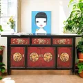 Produktbild: Sideboard Kommode Schrank Lowboard Möbel chinesisch asiatisch orientalisch rot-schwarz Büffet Anrichte Vintage Shabby Chic Landhaus Stil China Asia