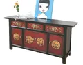 Produktbild: OPIUM OUTLET Sideboard Kommode Vintage Möbel mit authentischen Motiven (Asia Asiatisch Chinesisch Orientalisch Antik-Stil shabby-chic, aus Holz, Schrank Hochzeitsschrank Anrichte Büffet Vitrine), B x T x H: 170 x 45 x 85 cm, komplett montiert