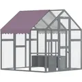 Produktbild: Pawhut Hühnerstall Freilaufgehege 1,7x1,8x1,8 M Freigehege Mit Schloss Tannenholz Hühnerhaus Mit Wasserdichtem, Anti-uv Dach Outdoor Geflügelstall Für Hühnerkäfig, 6-8 Hühner, Enten, Kaninchen, Grau
