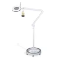 Produktbild: Lumeno 8613GR Lupenleuchte Arbeitsplatzlampe mit großer ovalen Linse 110x150 mm, 60 LEDs in 2 Stufen dimmbar, perfekt als Lesehilfe, für die Kosmetik oder zum Löten, 3 Dioptrien grau mit Rollstativ