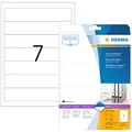 Produktbild: HERMA 8620 Ordnerrücken Etiketten kurz schmal, 10 Blatt, 192 x 38 mm, 7 pro A4 Bogen, 70 Stück, selbstklebend, bedruckbar, blickdicht, blanko Papier Ordneretiketten Rückenschilder Aufkleber, weiß