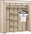 Produktbild: KESSER® Kleiderschrank Stoffschrank Stabil mit Kleiderstange & Ablagen, Inkl. 5x Kleiderbügel, Stoff Faltschrank für Schlafzimmer, Ankleidezimmer Garderobe mit Kleiderständer 150x45x175cm