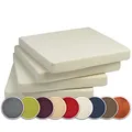 Produktbild: sunnypillow 4er Set Stuhlkissen mit Bindebänder - 40 x 40 x 3 cm - Sitzkissen Outdoor für Stühle/Bänke - Polsterauflage Sitzauflage Gartenkissen für Garten viele Farben zur Auswahl - Cremefarben