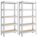 Produktbild: SONGMICS Schwerlastregal, 2er Set, Kellerregal, Lagerregal, 30 x 75 x 150 cm, Regal mit Stahlgestell, bis 650 kg belastbar, 5 verstellbare Ablagen, silbern GLR030E02