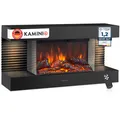 Produktbild: KAMINIO Elektrokamin LIZ - Elektrischer Wandkamin mit Heizung, 3D-Flammeneffekt, LED-Ambientelicht, Fernbedienung - Schwarz