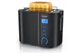 Produktbild: Arendo Toaster Edelstahl, 2 Scheiben Kurz, Kurzschlitz, Display, Restzeitanzeige, 2 kurze Schlitze, für 2 Scheiben, 800 W, Integrierter Brötchenaufsatz, Doppelwandgehäuse Wärmeisoliert
