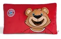 Produktbild: NICI Kissen FC BAYERN MÜNCHEN Bär Berni 43 x 25 cm – rechteckiges Kuschelkissen aus weichem Plüsch, Fußball Fanartikel mit FCB-Logo für Kinder & Erwachsene, 49080, tolle Geschenkidee, rot