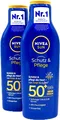 Produktbild: 2x NIVEA SUN Schutz & Pflege Sonnenschutz Sonnencreme 50+ LSF Wasserfest 200 ml