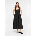 Produktbild: comma Midikleid Kleid Kleid im Fabricmix mit Popeline-Rock und Eingrifftaschen schwarz 46 EU