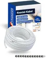 Produktbild: SCHWAIGER Koaxialkabel 25 m I SAT-Kabel & Antennen-Kabel mit 135dB Schirmungsmaß I 8,2mm Koaxial-Kabel für SAT- & Kabelfernsehen I 5-fach geschirmt & witterungsbeständig I inkl. 12 F-Stecker