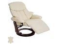 Produktbild: MCA Relaxsessel Calgary 2, Fernsehsessel Sessel, Echtleder 150kg belastbar Creme, Walnuss-Optik