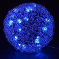 Produktbild: LED Leuchtkugel Dekokugel 25cm Metall Silber 20 LED Blau Weihnachtsdeko Fenster