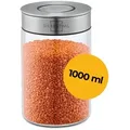 Produktbild: SILBERTHAL Vorratsglas 1000ml, Vorratsdose mit Deckel, Glas, Edelstahl, (1-tlg), Luftdicht & Mottensicher weiß 1000 ml | Ø 10 cm x 18 cm
