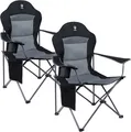 Produktbild: EVER ADVANCED 2 Stück Schwarz Campingstuhl Faltbar 160 kg Hochlehne gepolstert