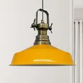 Produktbild: bamyum Asletl Hängelampe Industrial aus Metall Ø41 cm, Küchenlampe Vintage, Hängelampe Esstisch E27, Pendelleuchte Dunkelgelb, Wohnzimmerlampe Hängend Vintage, Pendelleuchte Esstisch