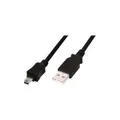 Produktbild: Assmann/Digitus USB 2.0 CONNECTION CABLE A-B USB 2.0 Connection Cable, 480Mbit/s, USB A - USB mini B, St/St, 1.8m, Schwarz (AK-300130-018-S)