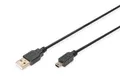 Produktbild: Digitus USB 2.0 Anschlusskabel, Typ A - mini B (5pin) St/St, 1.8m, USB 2.0 konform, sw AK-300130-018-S