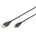 Produktbild: DIGITUS USB 2.0 Anschlusskabel, Typ A - mini B (5pin) St/St, 1.8m, USB 2.0 konform, sw