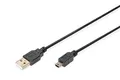 Produktbild: DIGITUS USB 2.0 Kabel – 1,8m – USB A zu Typ Mini B (5 Pin) – 480 Mbps – Verbindungskabel für PC, Notebook, Kameras oder Hubs – Blister – Schwarz