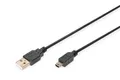 Produktbild: Digitus USB 2.0 Anschlusskabel, Typ A - mini B (5pin) St/St, 1.8m, USB 2.0 konform, sw