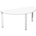 Produktbild: Geramöbel Besprechungstisch S-710713-WS, Halbkreis, 160 x 72 x 80cm, weiß / silber
