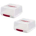 Produktbild: ENGELLAND 2 x Kuchen-Transportbox Tortenplatte Haube Box Kuchenplatte Rot